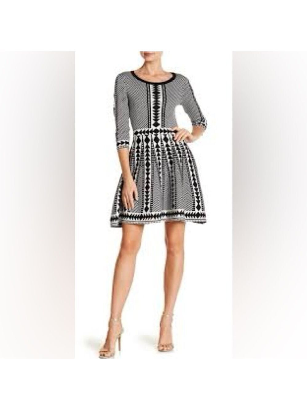 *NWOT* Nina Leonard Geometric Print Sweater Dress. Size S